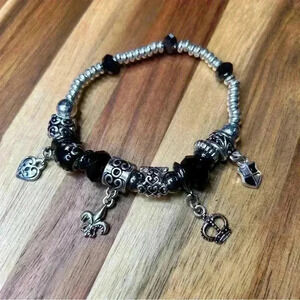 Crown Charm Beads and Charms Bracelet